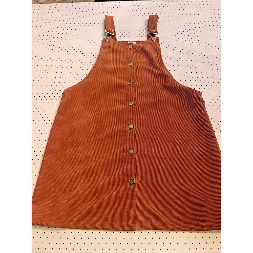 Blue Rain Corduroy Overall Dress Women's Medium Rust Orange Pinafore